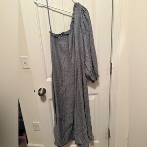 Lake Chambray Linen One-Shoulder Maxi Dress